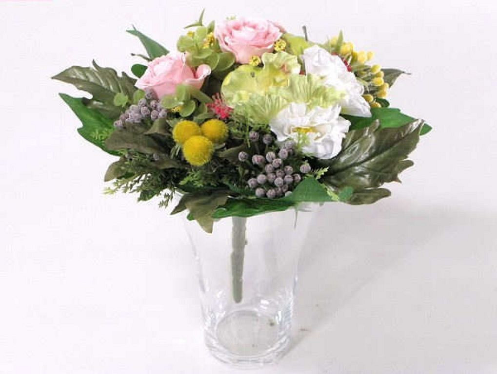 Bouquet Printemps Blanc-Rose 22cm