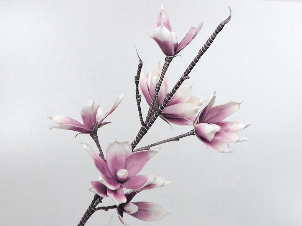 Magnolia en mousse Blanc/Lila, D 18cm