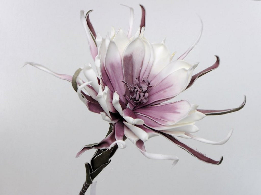 Fleur en mousse 80cm Blanc-Violet