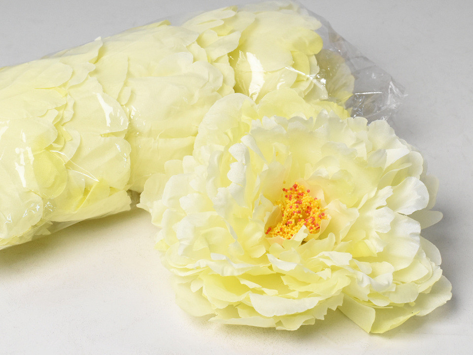 Pivoine Jaune Pastel Artificielle D18cm 