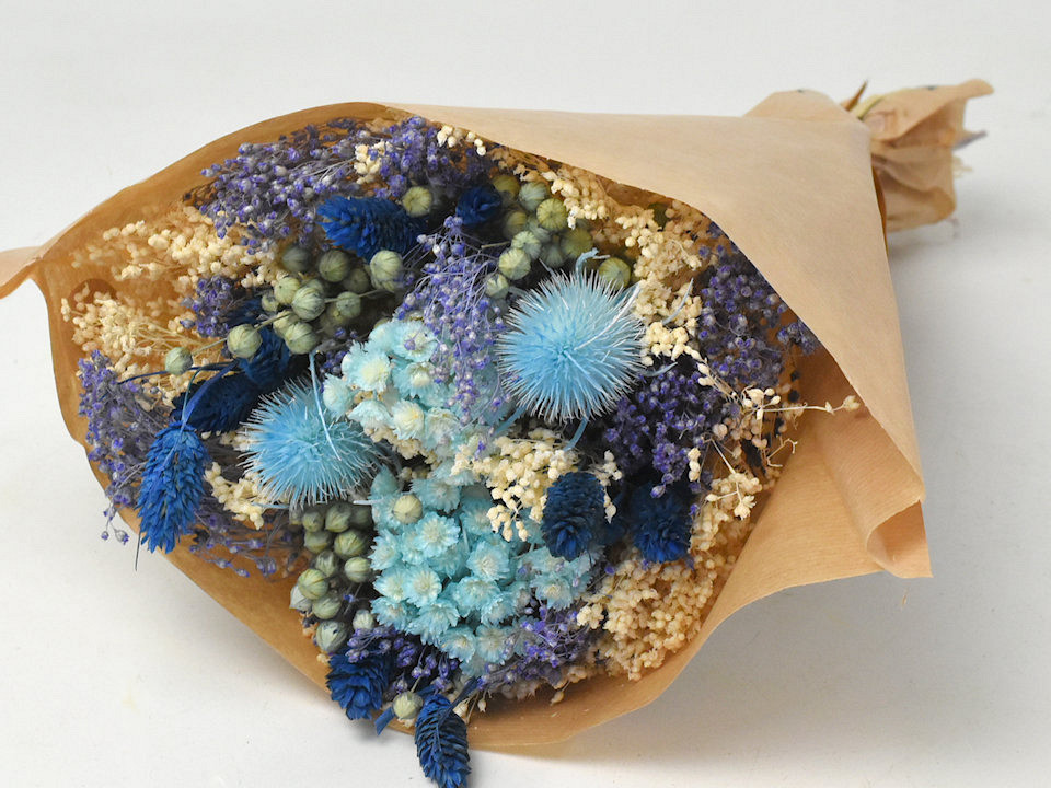 Bouquet de Fleurs Séchées Bleu 40cm