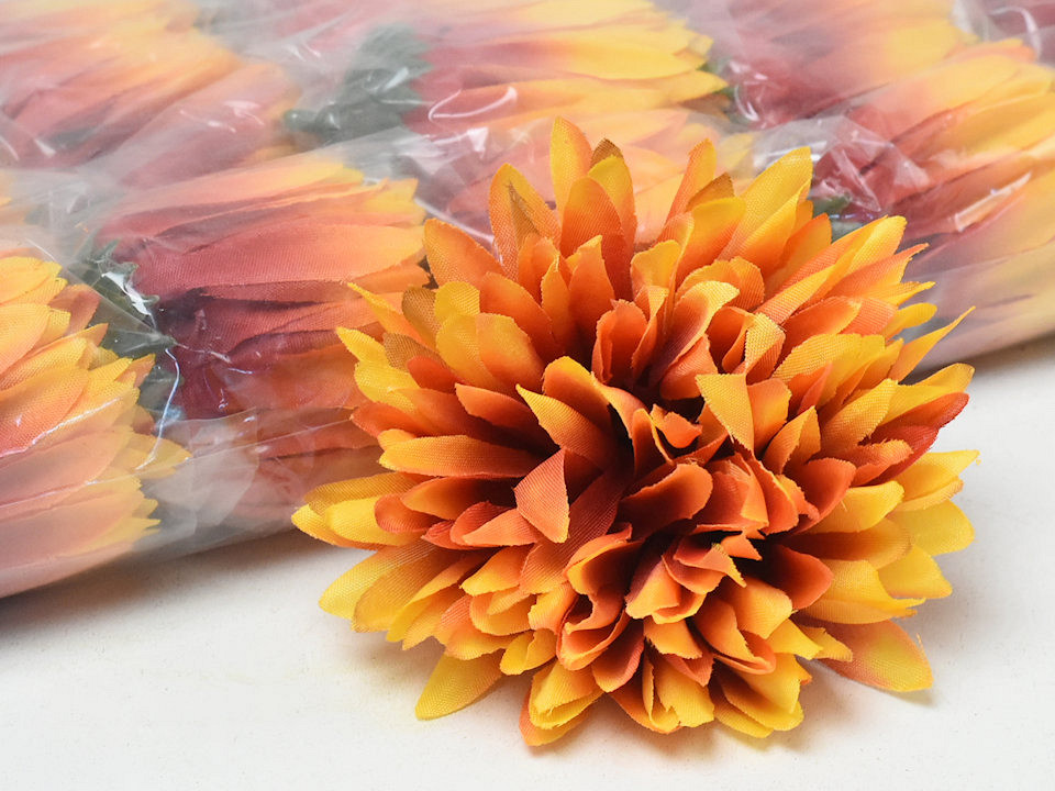 Chrysanthème Orange Artificielle D12cm