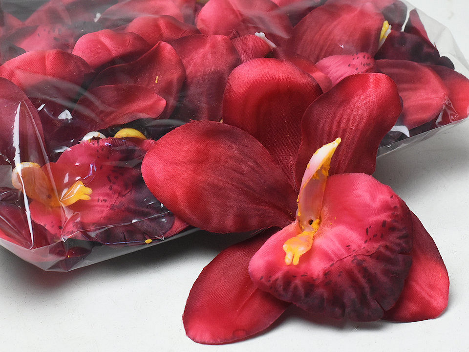 Orchidée Rouge Foncé Artificielle D13cm