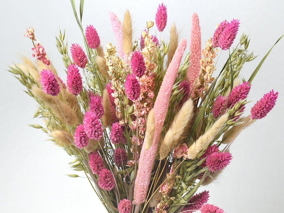 Droogbloemen Boeket Roze Naturel 55cm