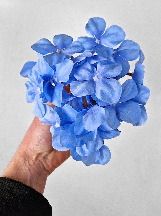 Tête d'Hortensia Bleu Clair Artificielle D16cm