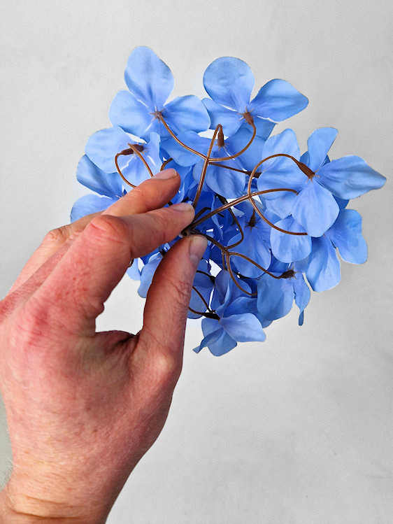 Tête d'Hortensia Bleu Clair Artificielle D16cm