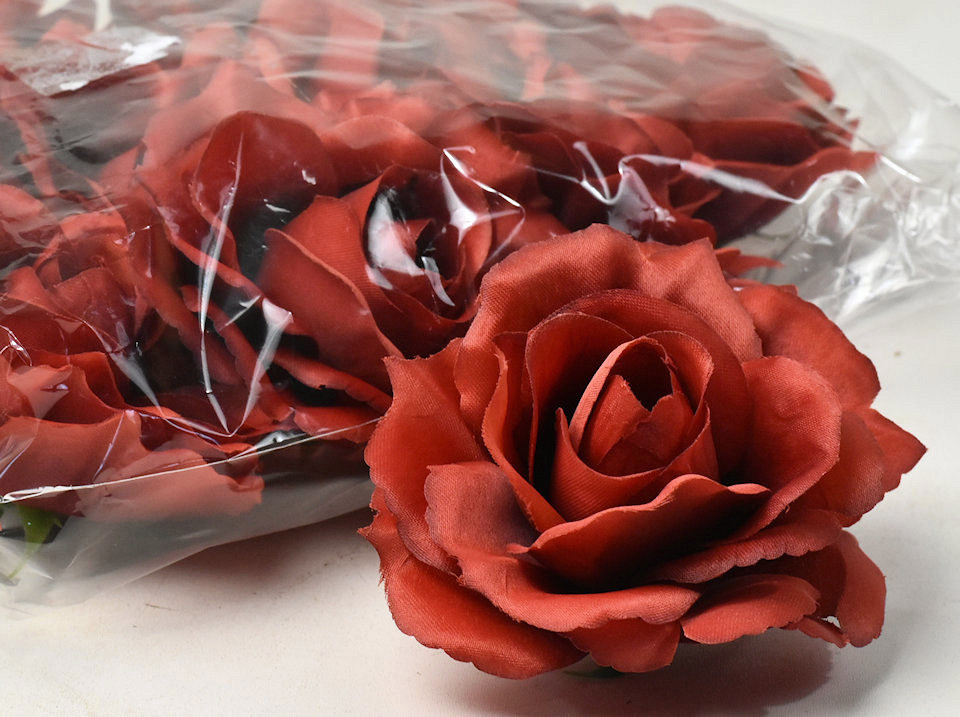 Artificial Rose Dark Red D11cm 