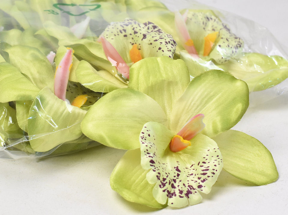 Artificial Orchid Green D13cm 