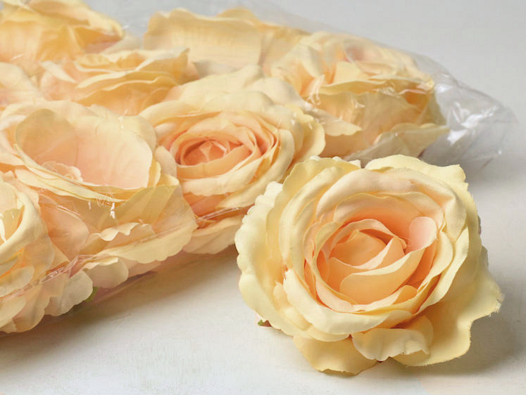 Künstliche Rose Pastell Gelb D10cm 