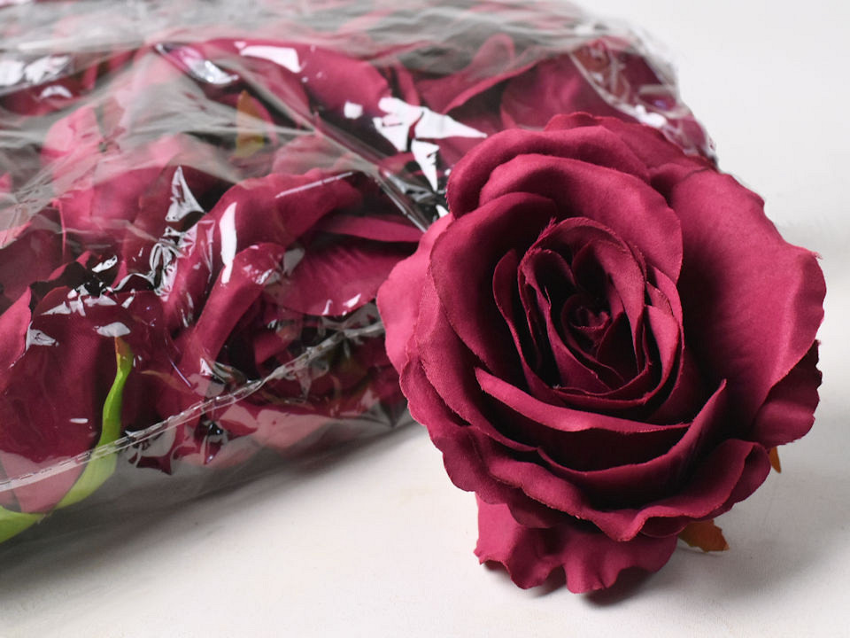 Artificial Rose Burgundy D10cm 