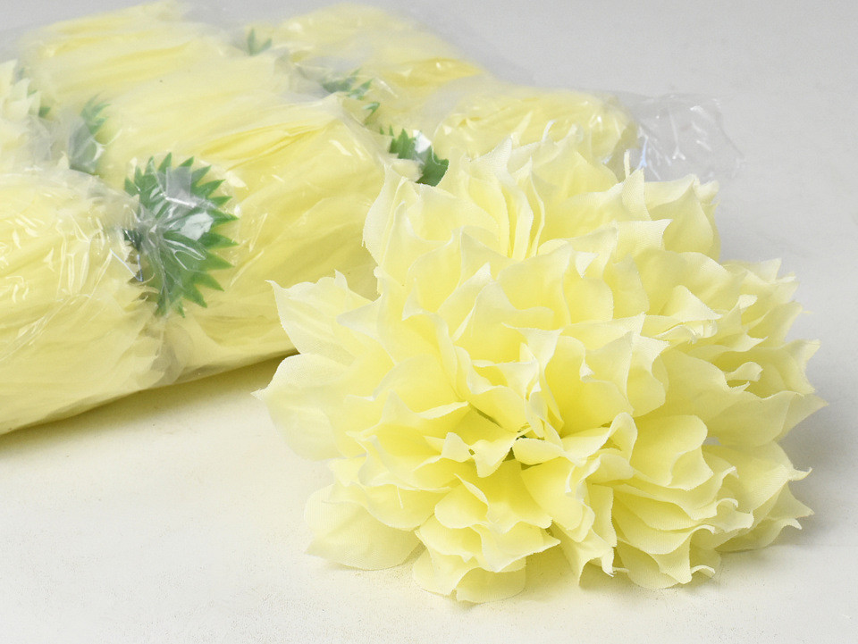 Artificial Dahlia Yellow/Cream D16cm 