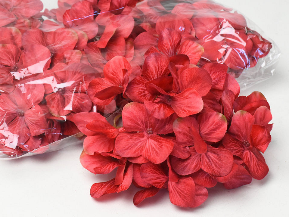 Artificial Hydrangea Head Red D16cm