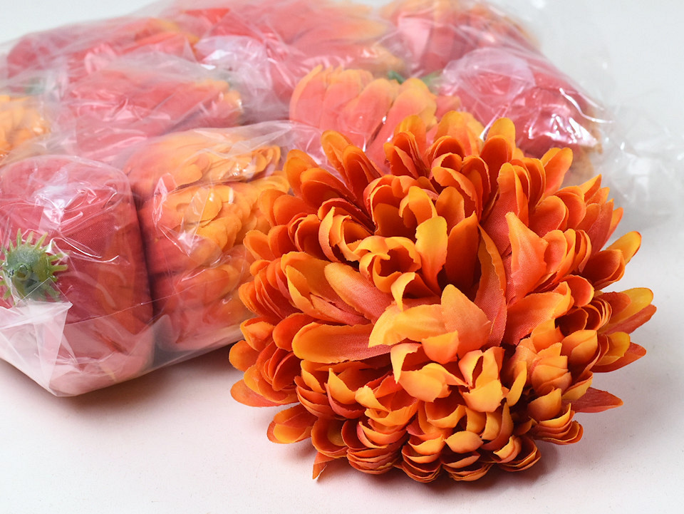 Kunst Chrysant Oranje/Geel D13cm