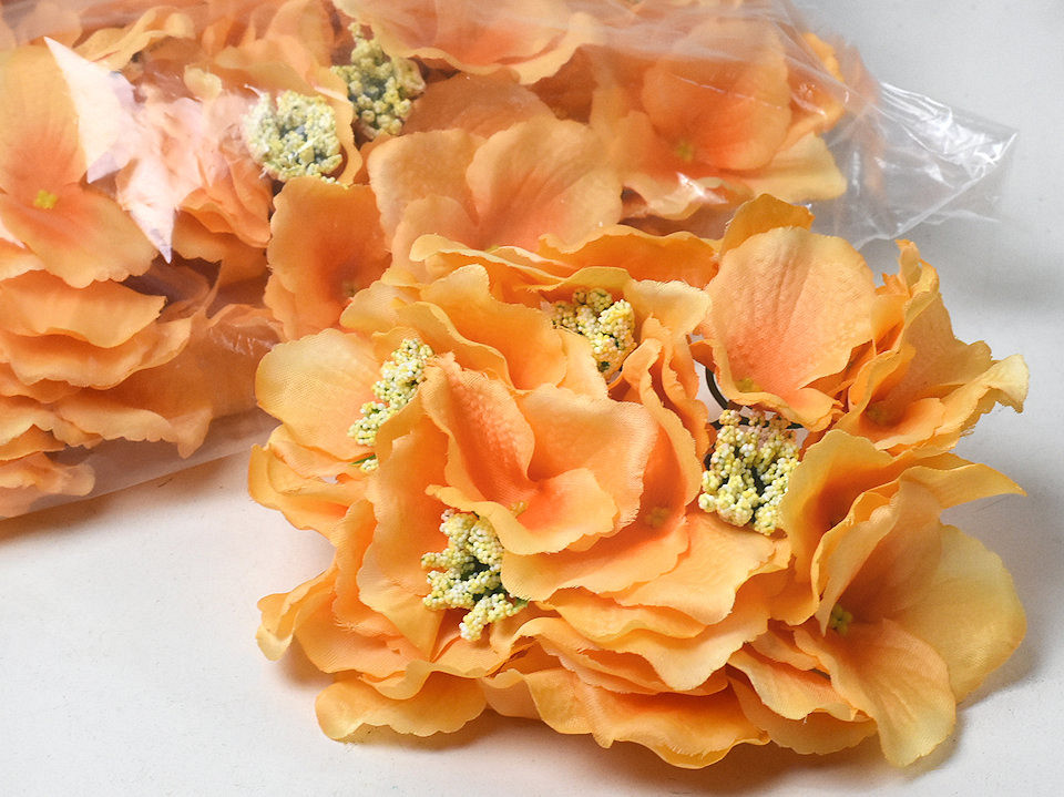 Hydrangea Head Orange D18cm 