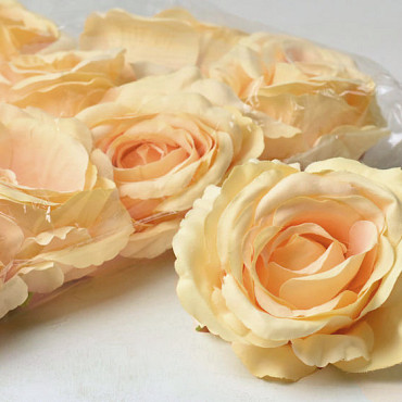 Artificial Rose Pastel Yellow D10cm 