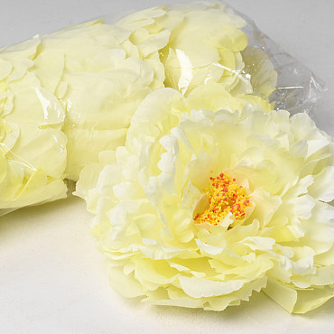 Pivoine Jaune Pastel Artificielle D18cm 