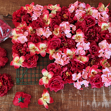 DIY Flower Panel Grid Red 80x60cm