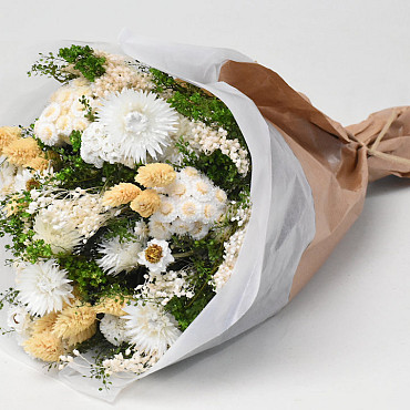 Dried Flower Bouquet Green/White 40cm