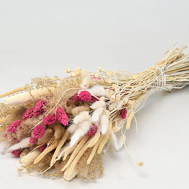 Dried Flower Bouquet Pink White 55cm