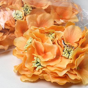 Tête d'Hortensia Orange Artificielle D18cm 