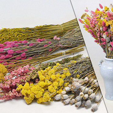 DIY Dried Flower Bouquet Yellow/Pink XL