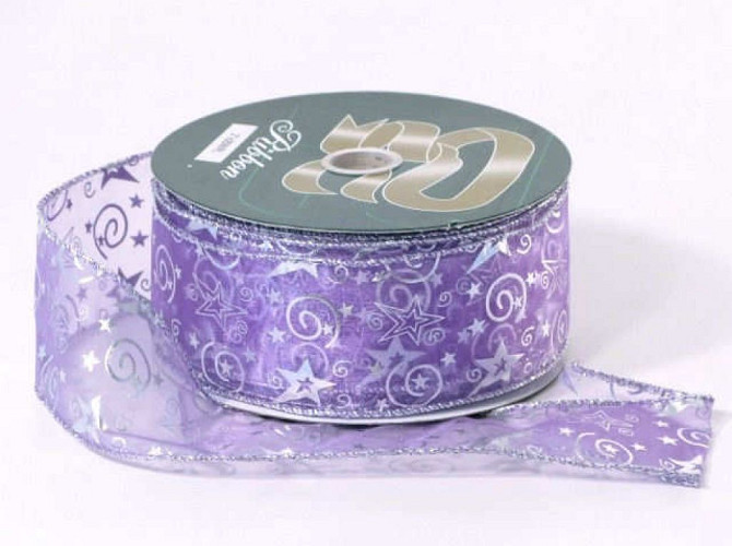 Organza Ribbon purple L1 Star 50mm 25m