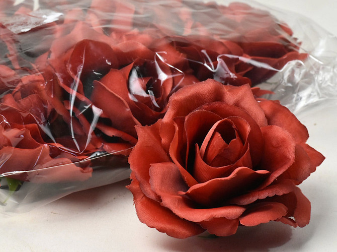 Artificial Rose Dark Red D11cm 