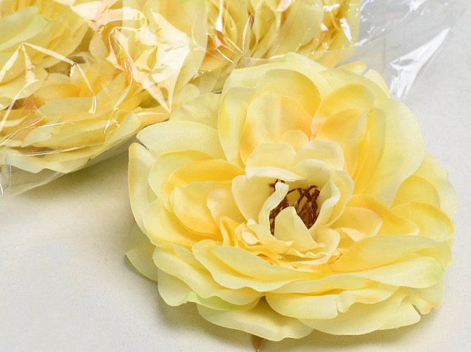 Artificial Peony Yellow D13cm