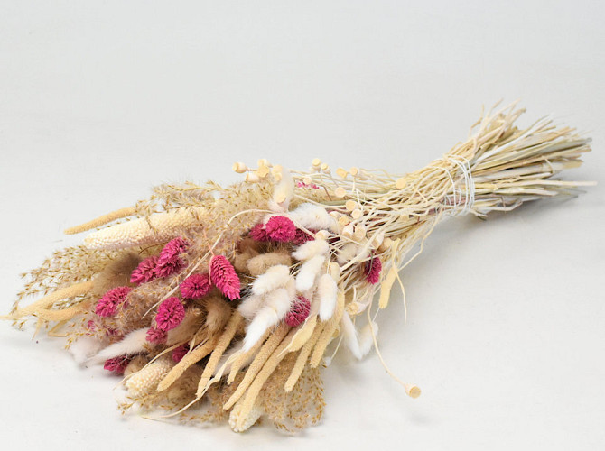 Dried Flower Bouquet Pink White 55cm