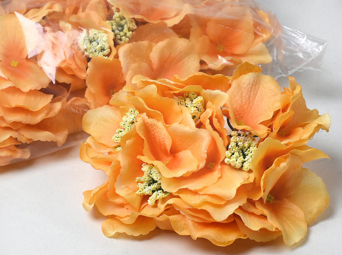 Artificial Hydrangea Head Orange D18cm 