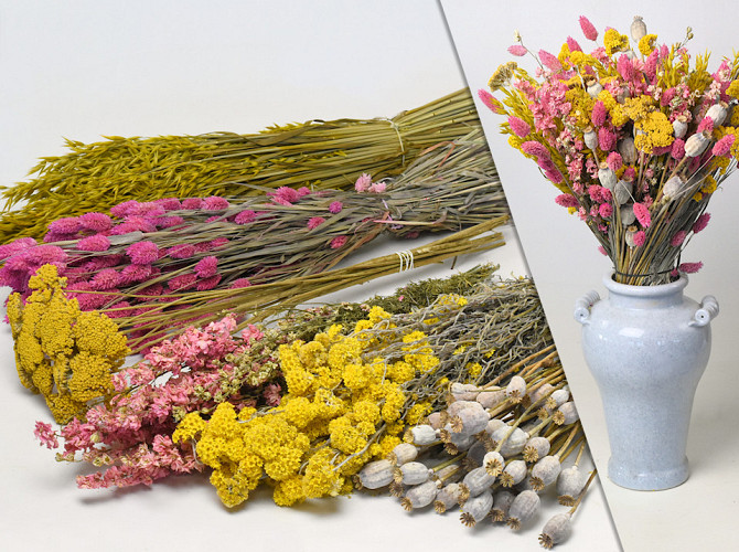 DIY Dried Flower Bouquet Yellow/Pink XL