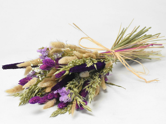 Dried Flower Bouquet Purple Natural 55cm