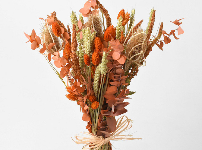 Dried Field Bouquet Natural/Orange 55cm